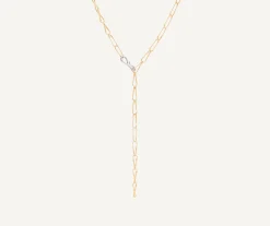 Necklaces-Marco Bicego 18K Yellow Gold Twisted Coil Link Lariat With Diamond Clasp Yellowgold