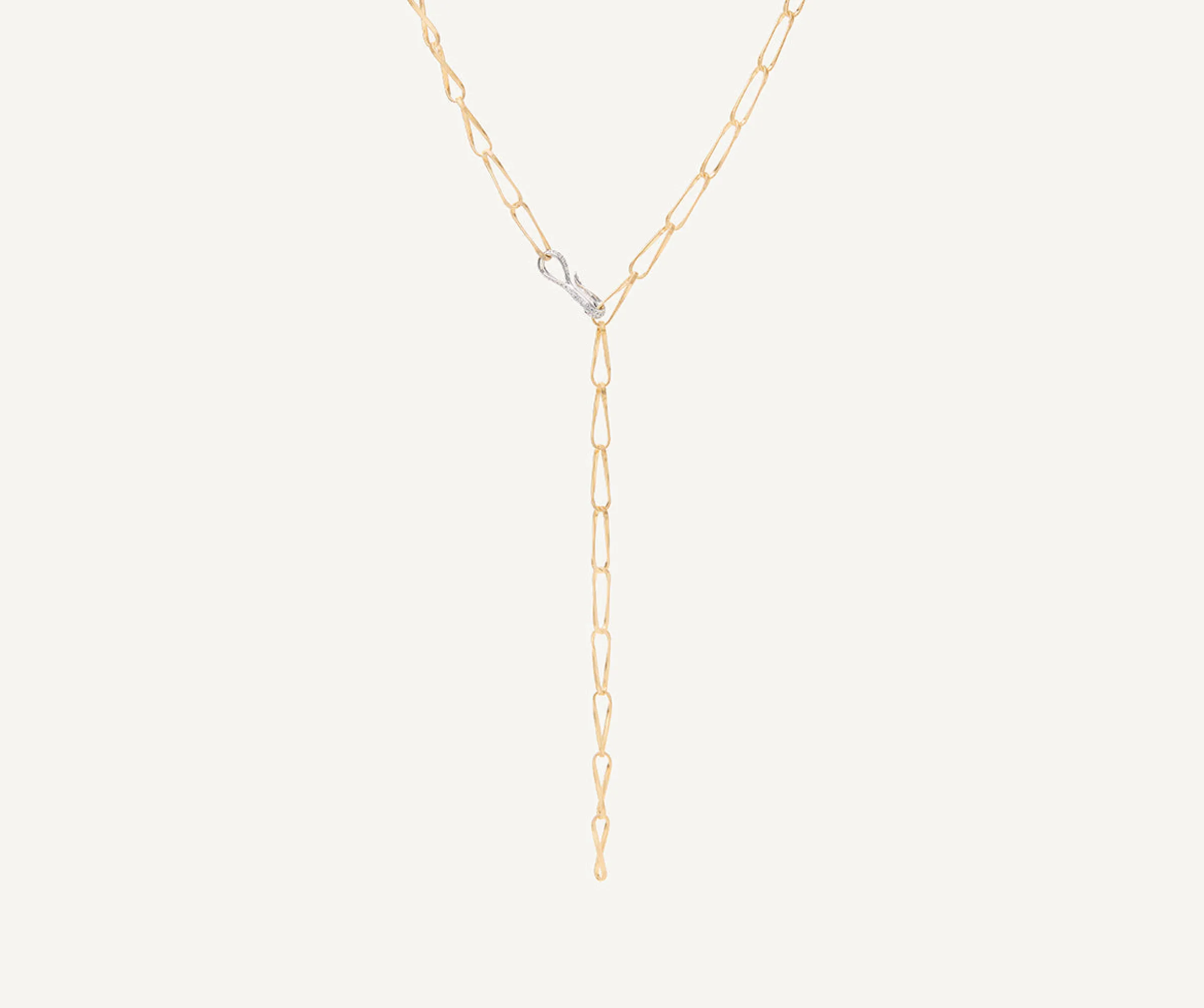 Necklaces-Marco Bicego 18K Yellow Gold Twisted Coil Link Lariat With Diamond Clasp Yellowgold
