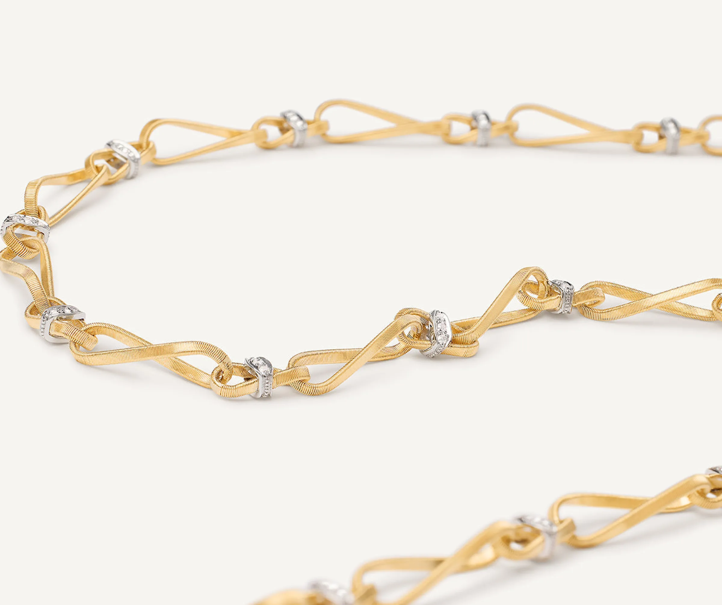 Necklaces-Marco Bicego 18K Yellow Gold Twisted Coil Link Necklace With Diamonds Yellowgold