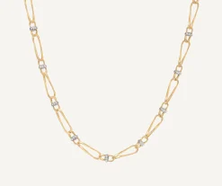 Necklaces-Marco Bicego 18K Yellow Gold Twisted Coil Link Necklace With Diamonds Yellowgold