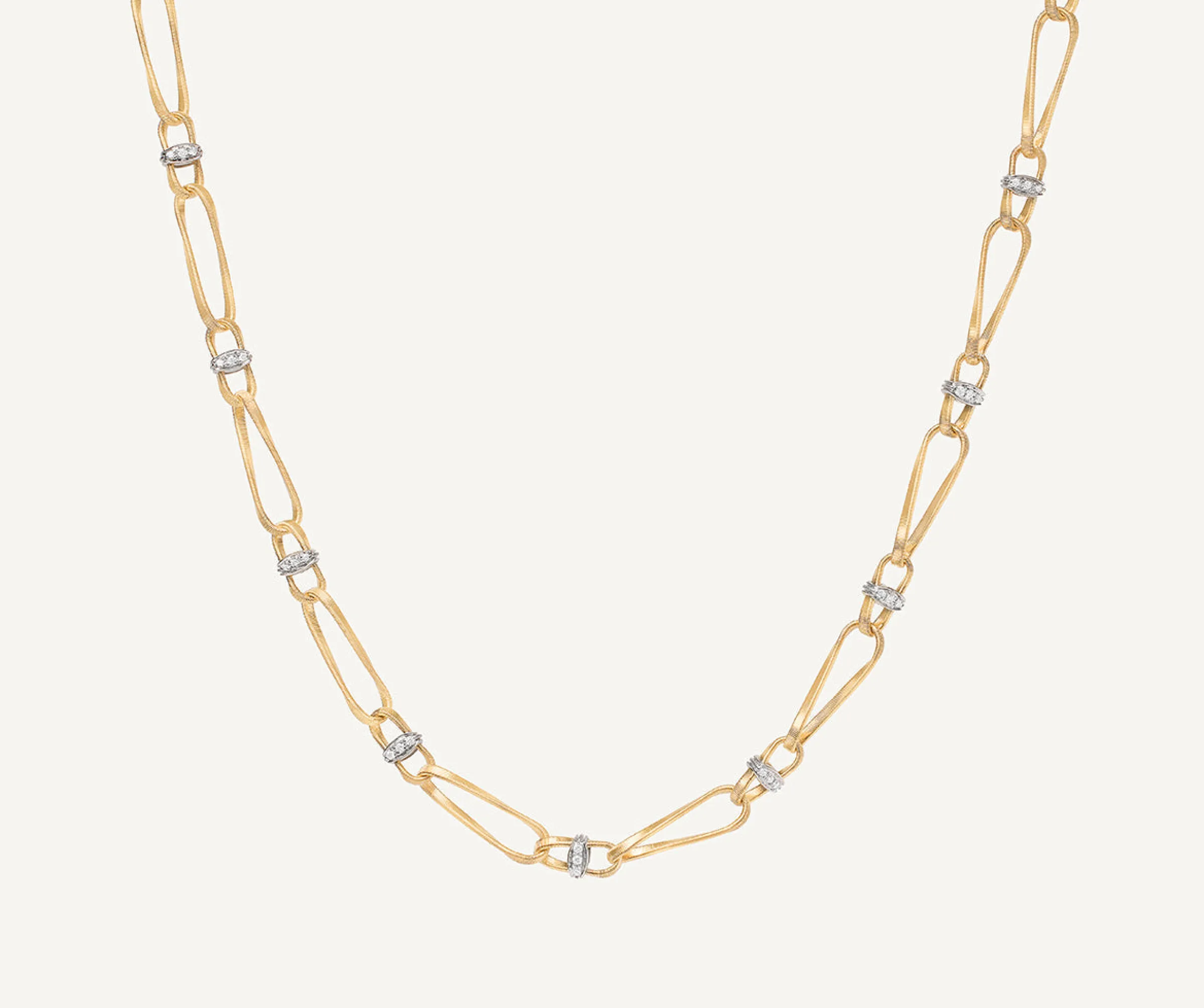 Necklaces-Marco Bicego 18K Yellow Gold Twisted Coil Link Necklace With Diamonds Yellowgold
