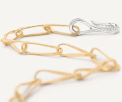Necklaces-Marco Bicego 18K Yellow Gold Twisted Coil Link Lariat With Diamond Clasp Yellowgold