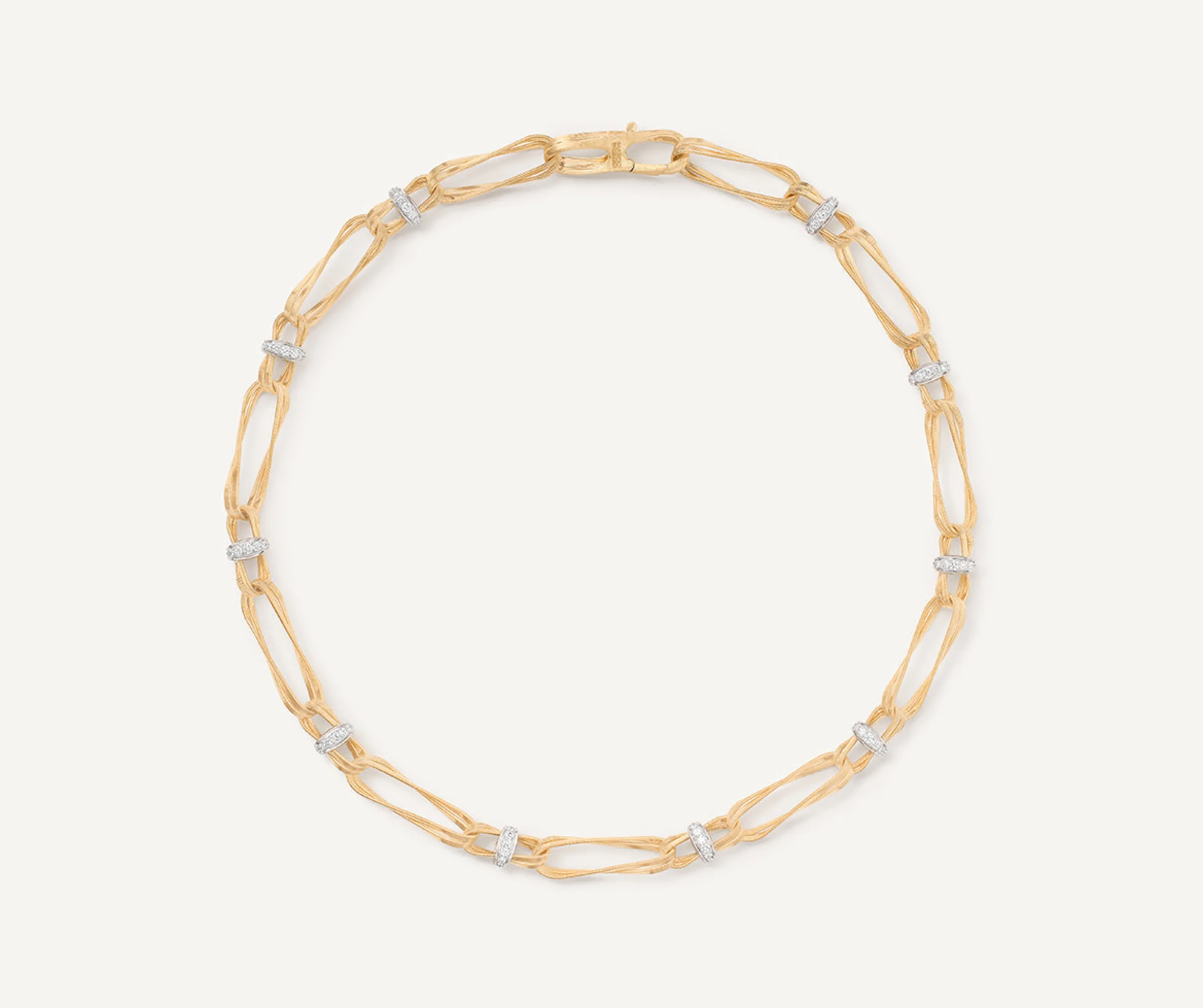 Necklaces-Marco Bicego 18K Yellow Gold Twisted Double Coil Link Necklace With Diamonds Yellowgold