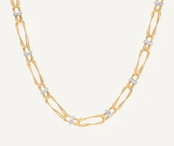 Necklaces-Marco Bicego 18K Yellow Gold Twisted Double Coil Link Necklace With Diamonds Yellowgold