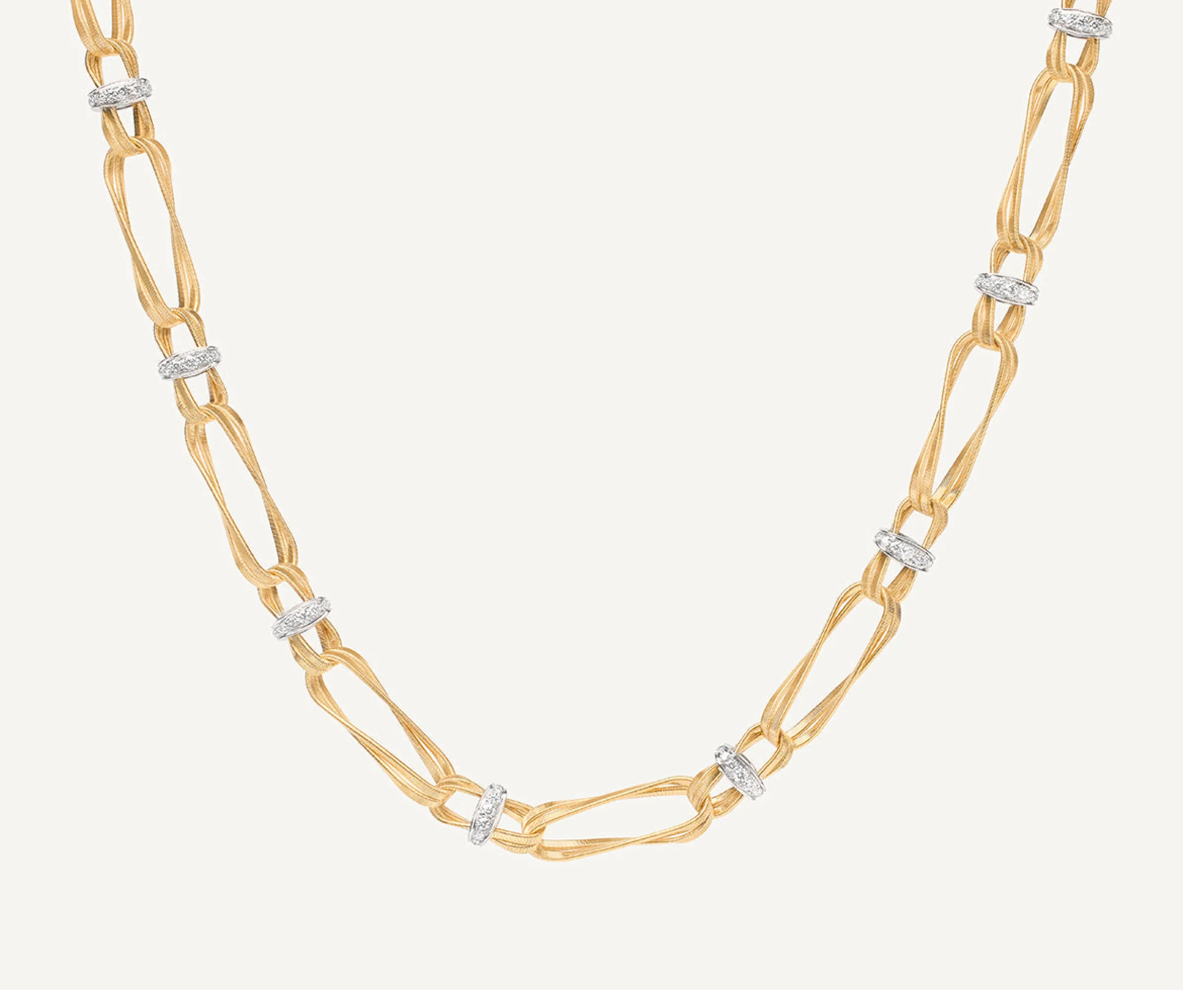 Necklaces-Marco Bicego 18K Yellow Gold Twisted Double Coil Link Necklace With Diamonds Yellowgold