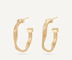 Earrings-Marco Bicego 18K Yellow Gold Twisted Huggie Hoops Yellowgold