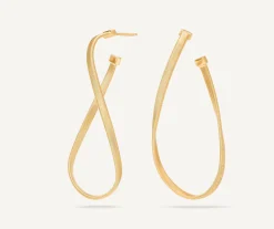 Earrings-Marco Bicego 18K Yellow Gold Twisted Irregular Medium Hoops Yellowgold