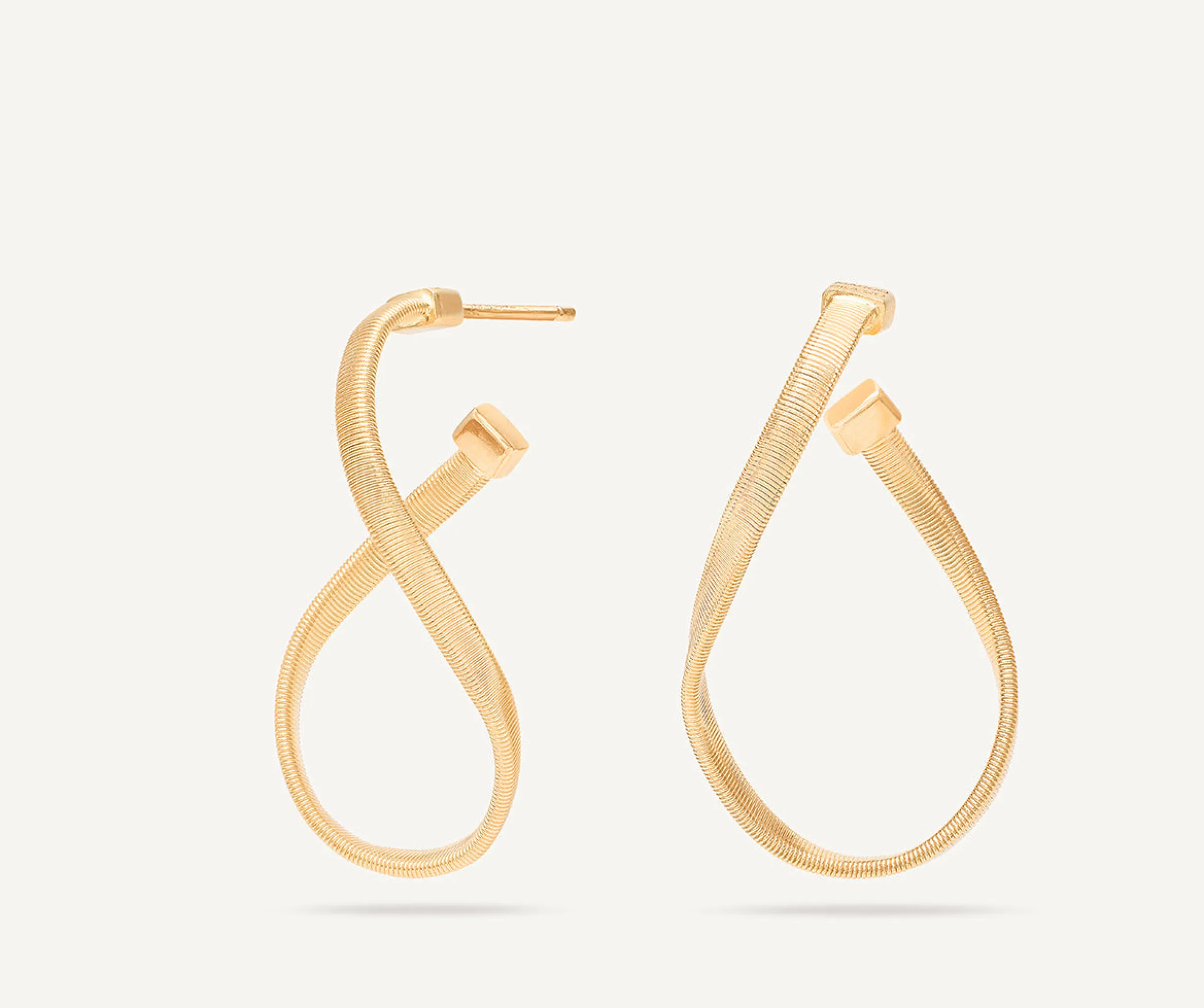 Earrings-Marco Bicego 18K Yellow Gold Twisted Irregular Small Hoops Yellowgold