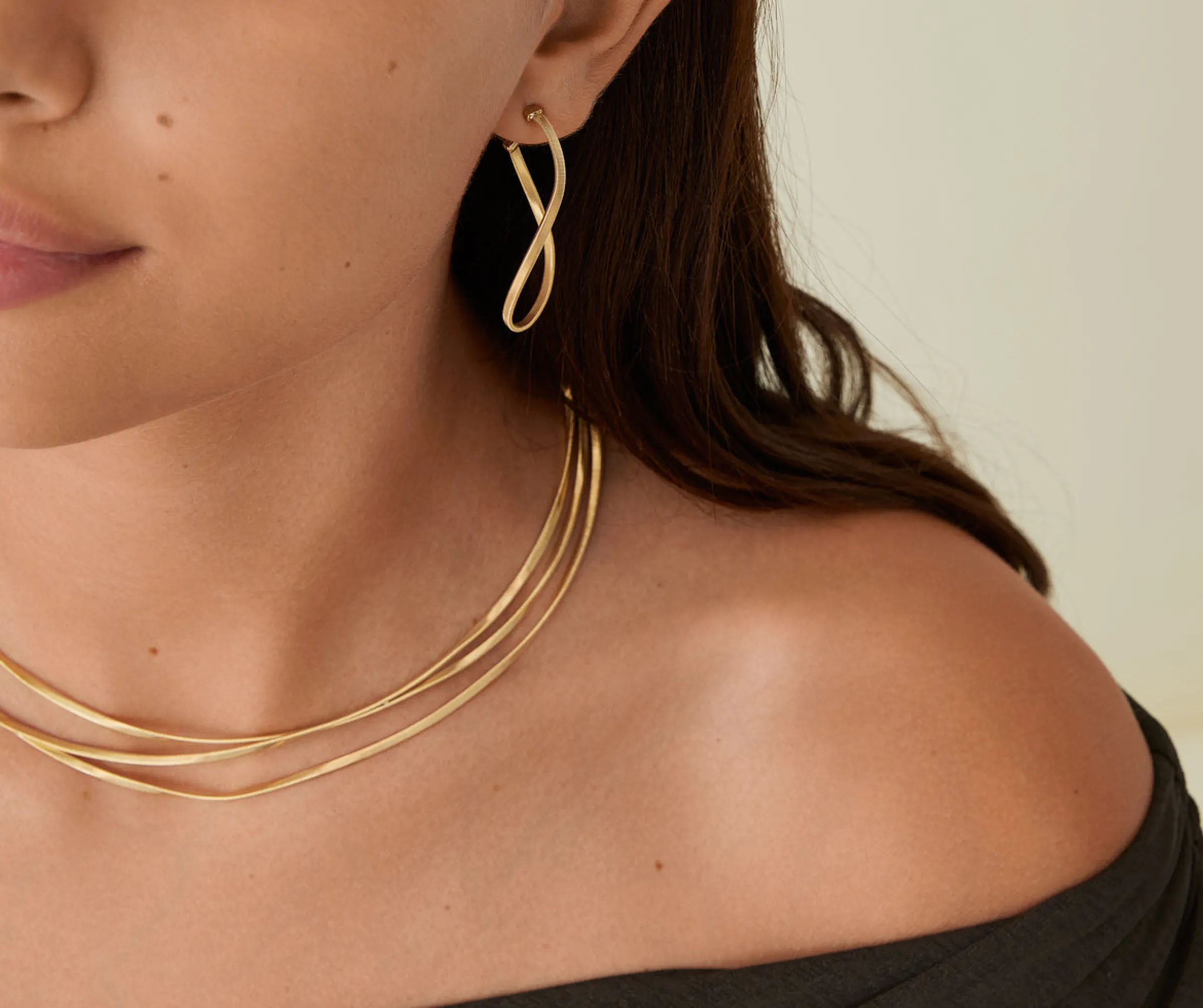 Earrings-Marco Bicego 18K Yellow Gold Twisted Irregular Medium Hoops Yellowgold