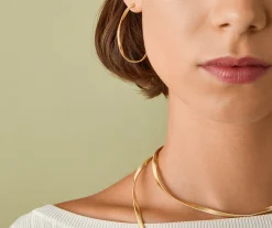 Earrings-Marco Bicego 18K Yellow Gold Twisted Medium Hoops Yellowgold