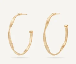Earrings-Marco Bicego 18K Yellow Gold Twisted Small Hoops Yellowgold