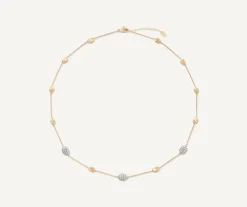 Necklaces-Marco Bicego 18K Yellow Gold u0026 Diamond Bean Necklace Yellowgold