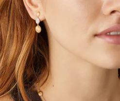 Earrings-Marco Bicego 18K Yellow Gold u0026 Diamond Long Drop Earrings Yellowgold