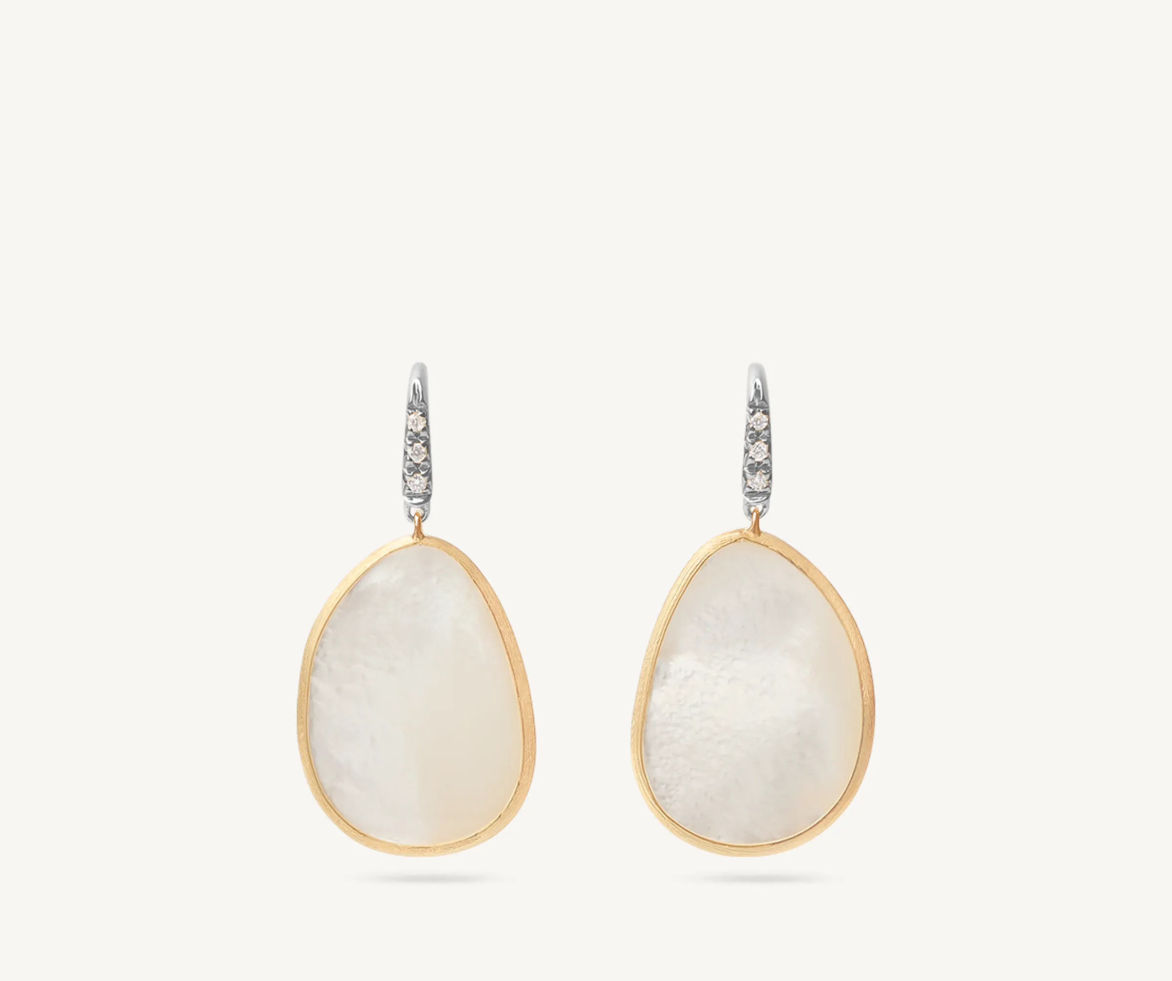 Earrings-Marco Bicego 18K Yellow Gold u0026 Mother of Pearl Drop Earrings With Diamonds, Medium Yellowgold