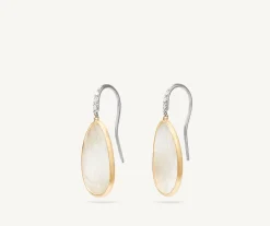 Earrings-Marco Bicego 18K Yellow Gold u0026 Mother of Pearl Drop Earrings With Diamonds, Medium Yellowgold