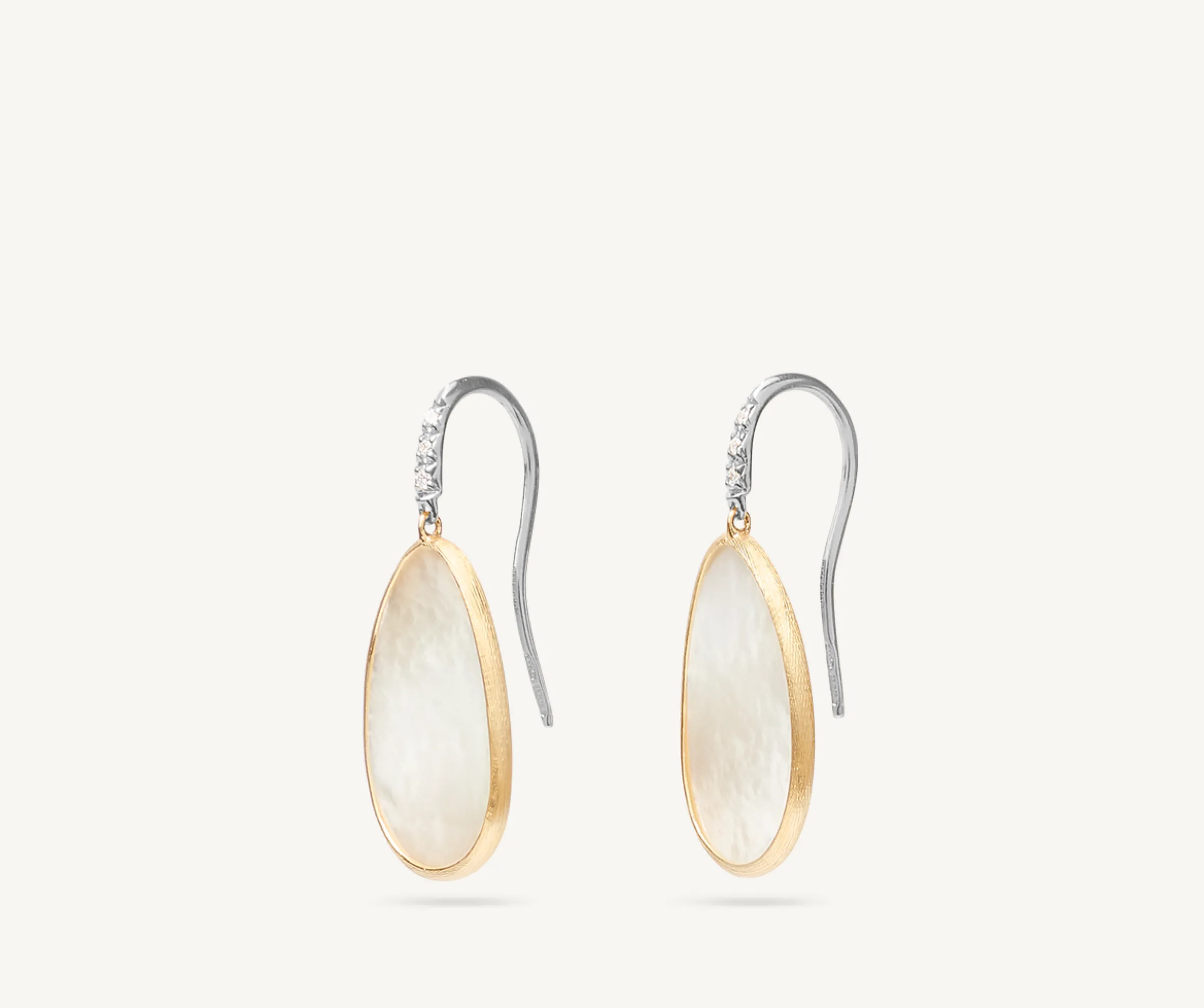 Earrings-Marco Bicego 18K Yellow Gold u0026 Mother of Pearl Drop Earrings With Diamonds, Medium Yellowgold