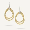 Earrings-Marco Bicego 18K Yellow Gold Woven Drop Earrings With Diamonds Yellowgold