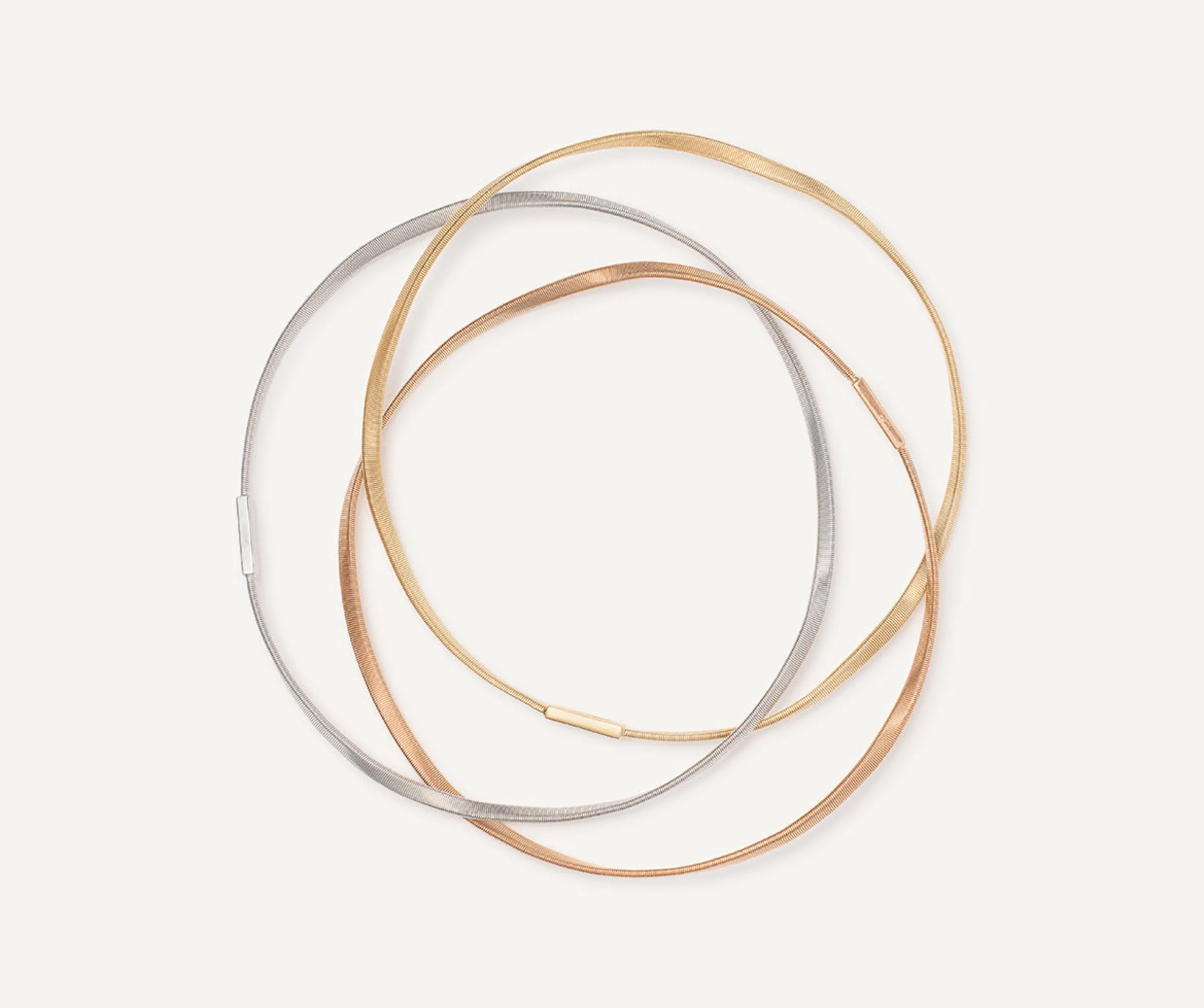 Bracelets-Marco Bicego 18K Yellow, White u0026 Rose 3-Strand Bangle Yellow,white&rosegold